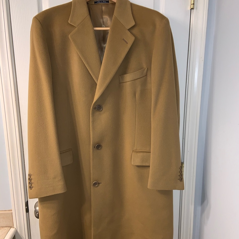 Men's Camel wool over coat made in Italy